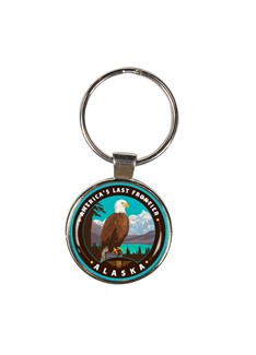 AK Perched Eagle Circle Dome Key Ring