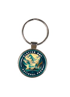 Glacier Bay NP Gliding Orcas Circle Dome Key Ring