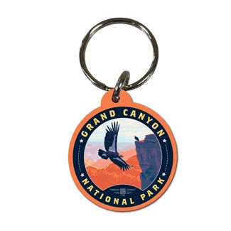 Grand Canyon NP Condors Circle Wood Key Ring