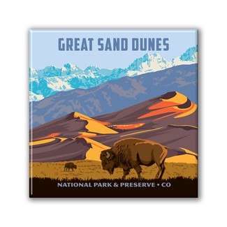 Great Sand Dunes NP Bison Square Magnet