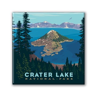 Crater Lake NP Watchman Peak Trail Square Magnet