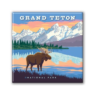 Grand Teton NP Bull Moose Square Magnet