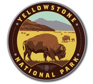 Yellowstone NP Bison Herd Circle Magnet