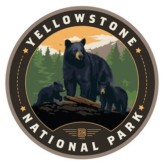 Yellowstone NP Black Bear Family Circle Sticker