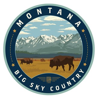 Montana Big Sky Country Bison Circle Sticker