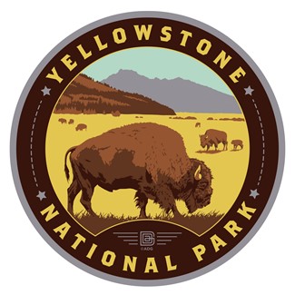 Yellowstone NP Bison Herd Circle Sticker