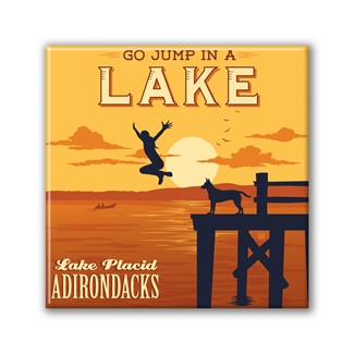 Lake Placid Adirondacks Square Magnet