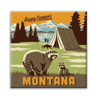 Montana Happy Campers Square Magnet