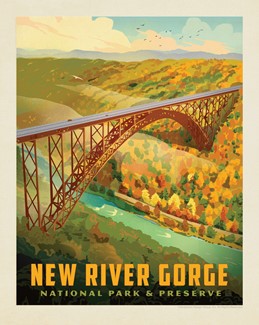 New River Gorge NP& Preserve Bird's Eye View 8" X 10" Print