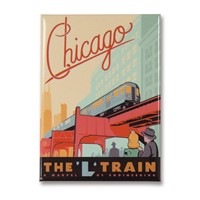 Chicago L-Train Metal Magnet