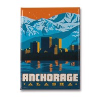 AK Anchorage Skyline Metal Magnet