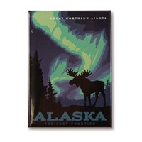 Alaska Northern Lights Moose Metal Magnet