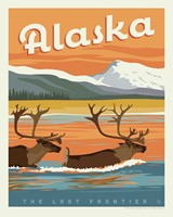 AK Swimming Caribou 8"x10" Print