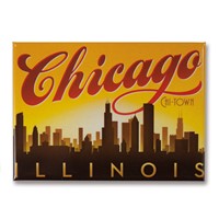 Chicago Sunset Skyline Metal Magnet