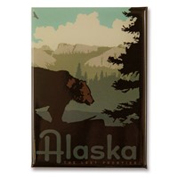 AK Frontier Mountain Bear Metal Magnet