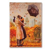 Chicago Windy City Kiss Metal Magnet