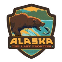 Alaska Fishing Bear Emblem Sticker