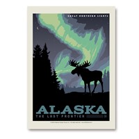 AK Northern Lights Moose Vertical Sticker