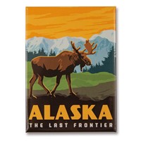 AK Frontier Moose Metal Magnet
