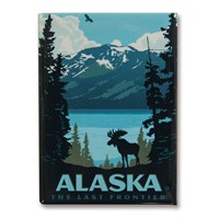 AK Moose Lake Metal Magnet