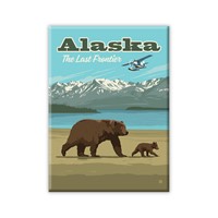 AK Frontier Plane & Bears Metal Magnet