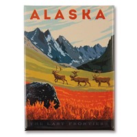 AK Frontier Caribou Metal Magnet