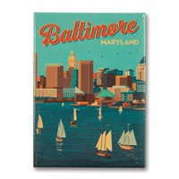 Baltimore, MD Harbor View Metal Magnet