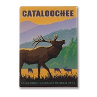 Great Smoky Cataloochee Elk Metal Magnet