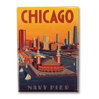 Chicago Navy Pier Aerial View Metal Magnet