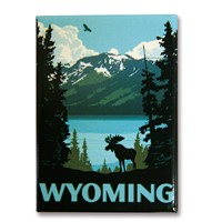 Wyoming Moose Metal Magnet