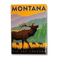 Montana Elk Big Sky Country Metal Magnet