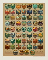 60 National Park Emblems 8" x 10" Print
