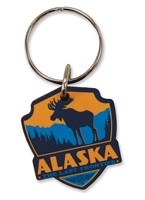 AK Moose Emblem Wooden Key Ring