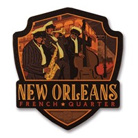 New Orleans French Quarter Wooden Emblem Magnet