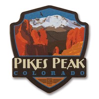 Pikes Peak, CO Wooden Emblem Magnet