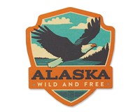 Alaska Eagle Emblem Wooden Magnet