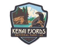 Kenai Fjords Emblem Wooden Magnet