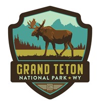 Grand Teton Moose Emblem Wooden Magnet