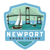 RI Newport Bridge Emblem Wooden Magnet