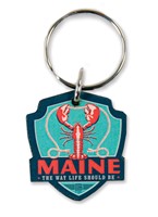 ME Lobster Emblem Wooden Key Ring