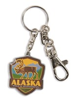 Alaska Caribou Emblem Pewter Key Ring