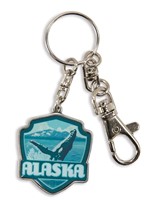 AK Whale Breaching Emblem Pewter Key Ring