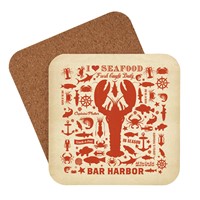 Lobster Pattern Print Bar Harbor Coaster