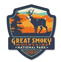 Great Smoky Deer Emblem Wooden Magnet