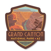 Grand Canyon Riverview Emblem Wooden Magnet