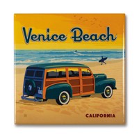 CA Venice Beach Woody Square Magnet