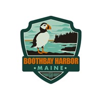 ME Boothbay Harbor Puffin Emblem Sticker