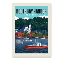 ME Boothbay Harbor Vacationland Vert Sticker