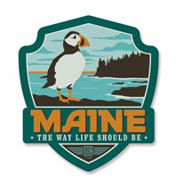 Maine, The Way Life Should Be Emblem Wood Magnet