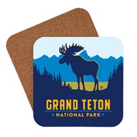 Grand Teton Blue Moose Emblem Coaster